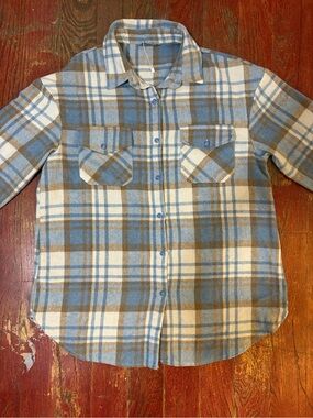 Simplee Apparel Blue, Brown & Cream Plaid Button-Down Shirt